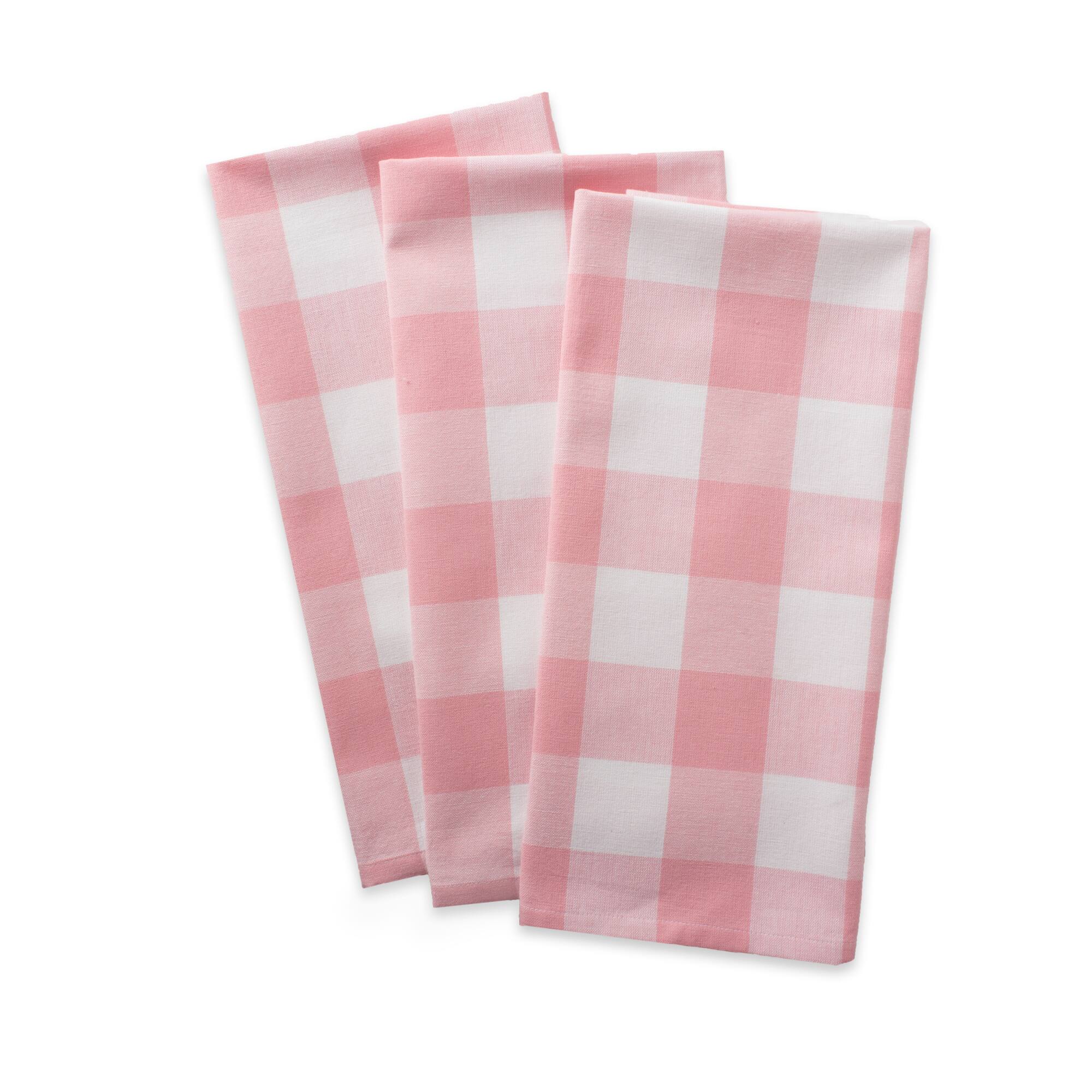 DII® Pink Buffalo Check Dishtowels, 3ct.